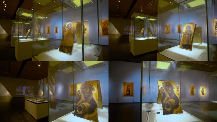深圳中国版画博物馆展厅玻璃罩里的版画作品