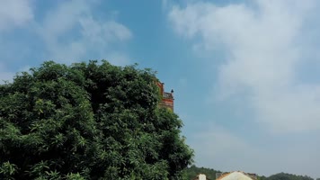 4k航拍深圳龙华十字架图案碉楼