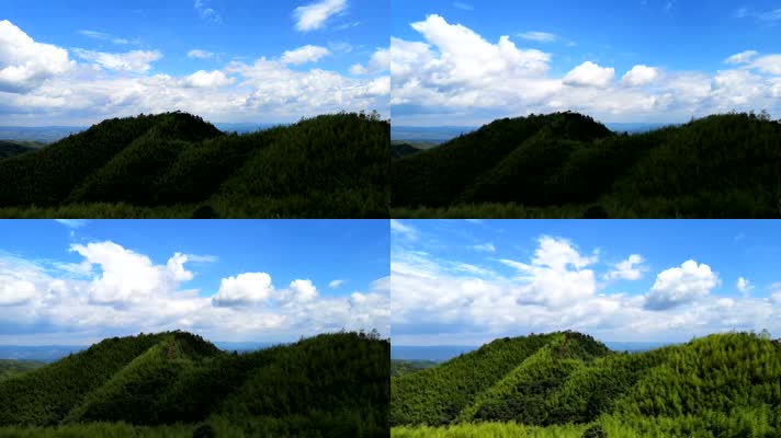 大洞竹海的山脊线和云朵
