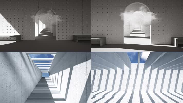 C4D建筑光影效果1