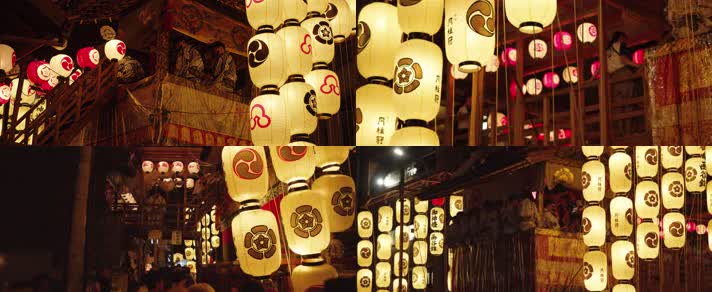 日本夜景，传统节日，日本灯笼