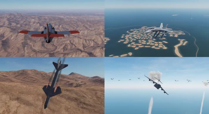 战争动画，战机空战，击落各种战机