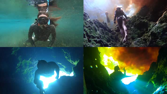 美女潜水，深海潜水，海底世界