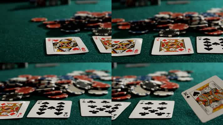 赌场赌桌扑克牌特写