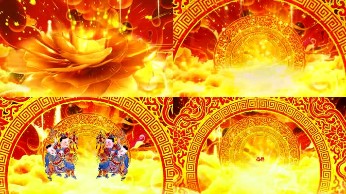 好运来中国年画歌舞背景