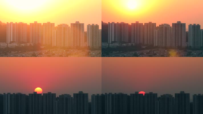 城市住宅小区夕阳落日4k视频素材