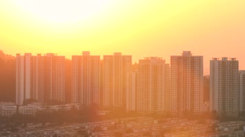 城市住宅小区夕阳落日4k视频素材