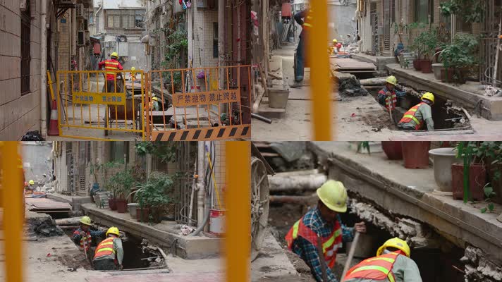 深圳城市建设城中村下水道围挡施工挖路