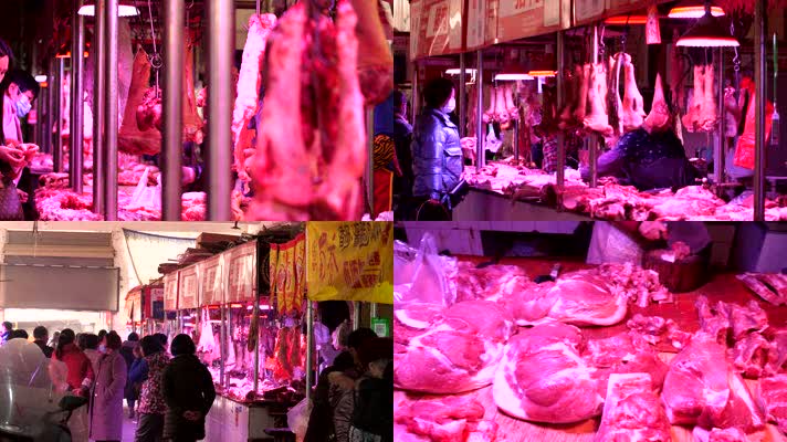 【4K】农贸市场猪肉铺