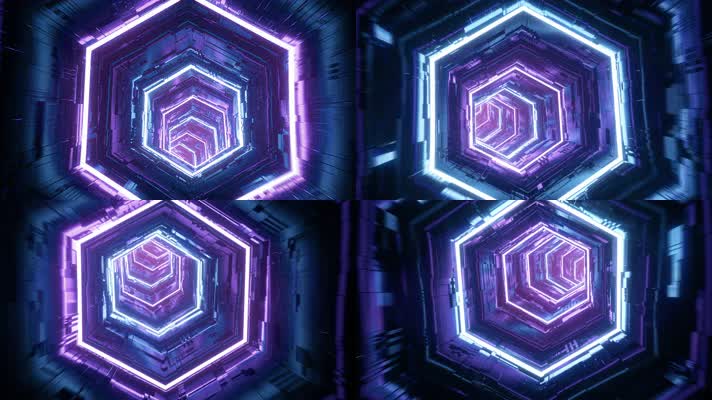 4K科幻时空隧道科技感隧道赛博朋克