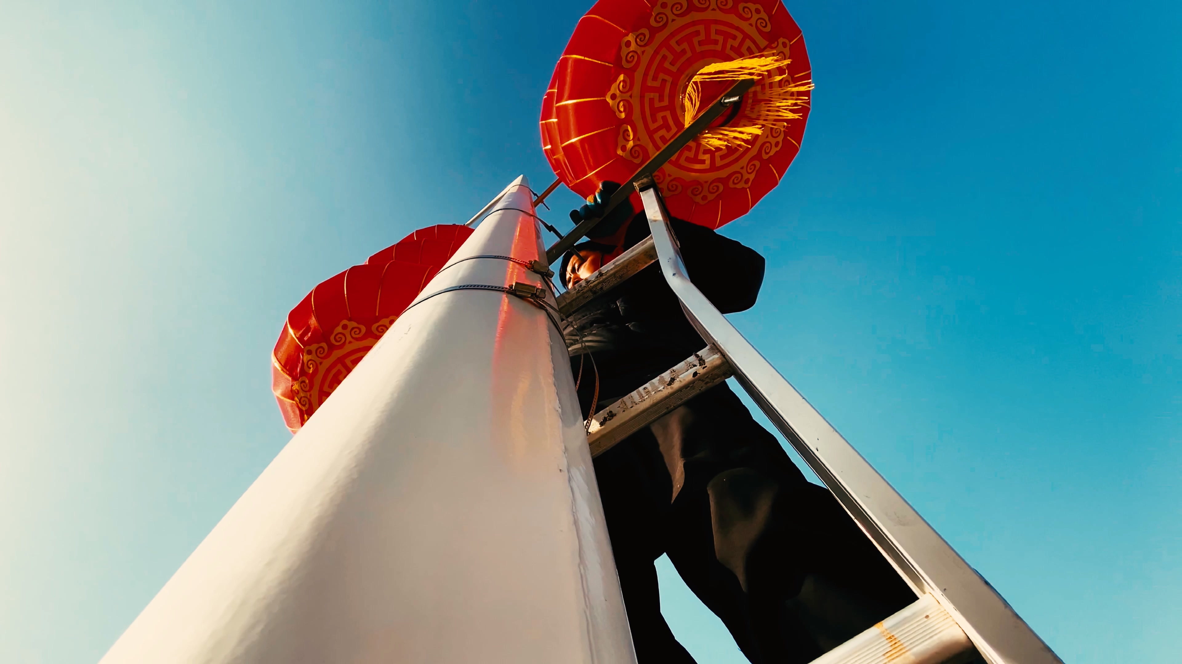 4K春节节日挂灯笼、城市节日纪实