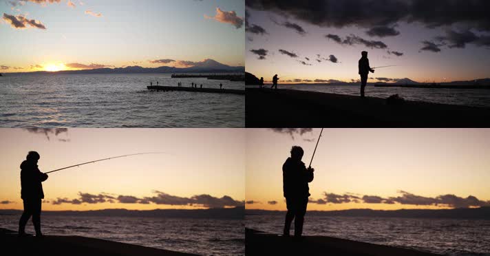 海边钓鱼，休闲生活，享受人生