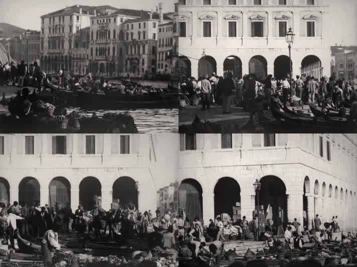 1898年意大利威尼斯运河水上蔬菜市场