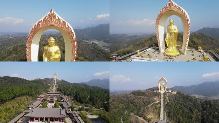 九江市庐山东林大佛4K航拍原素材