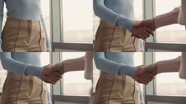 商业女性握手4K素材