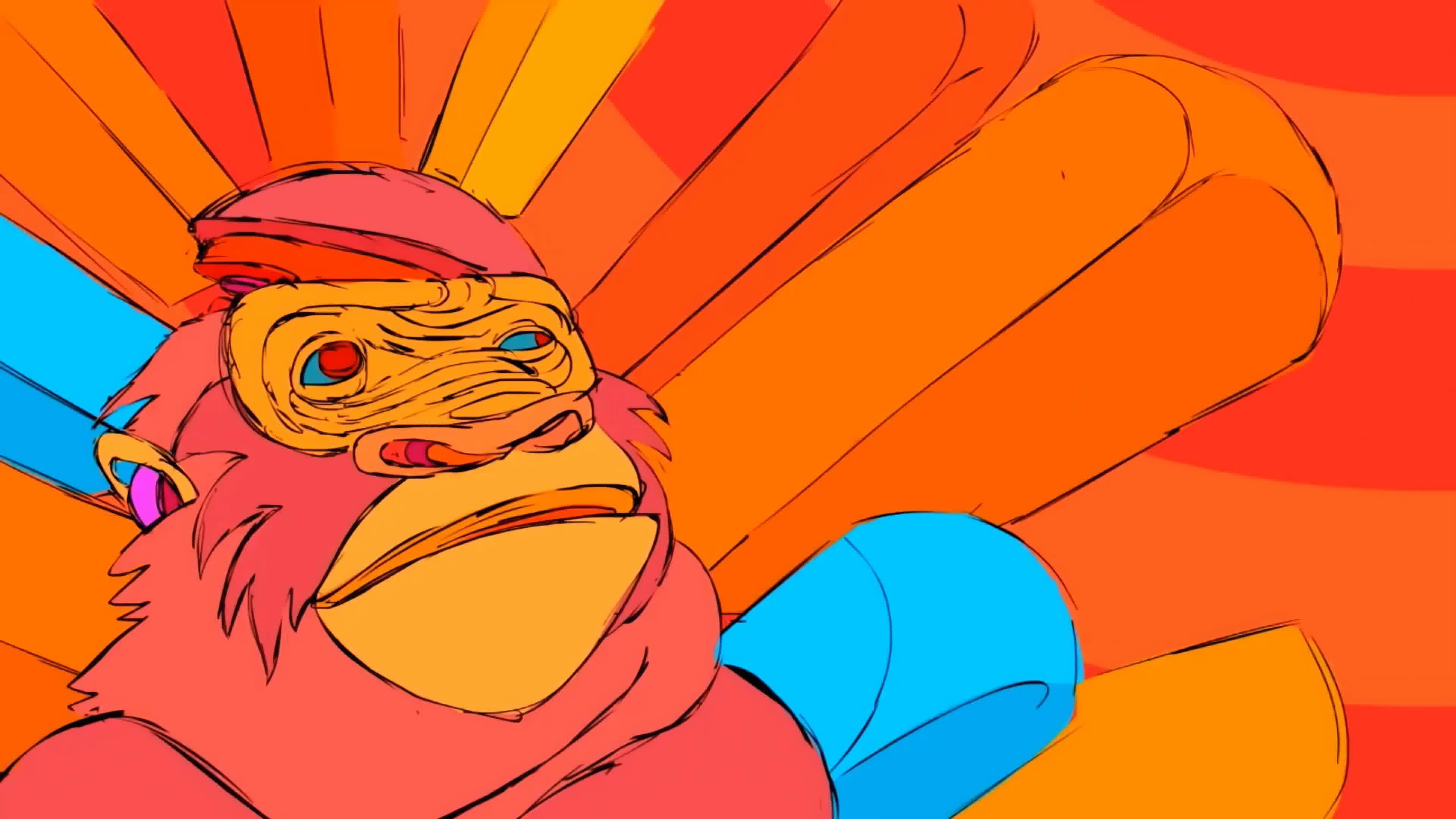 音乐背景，创意动画，迷幻色彩人物动物