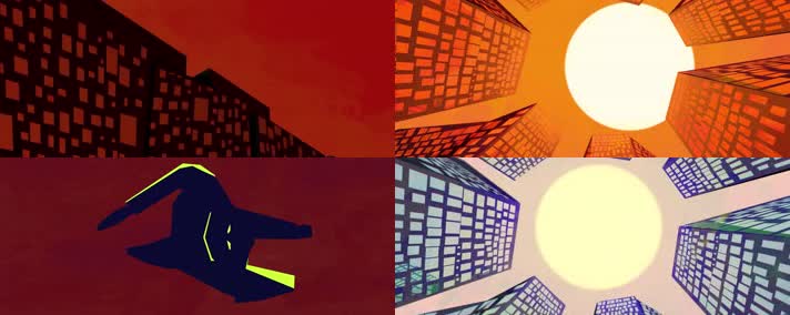 音乐背景，创意动画，色彩城市人物