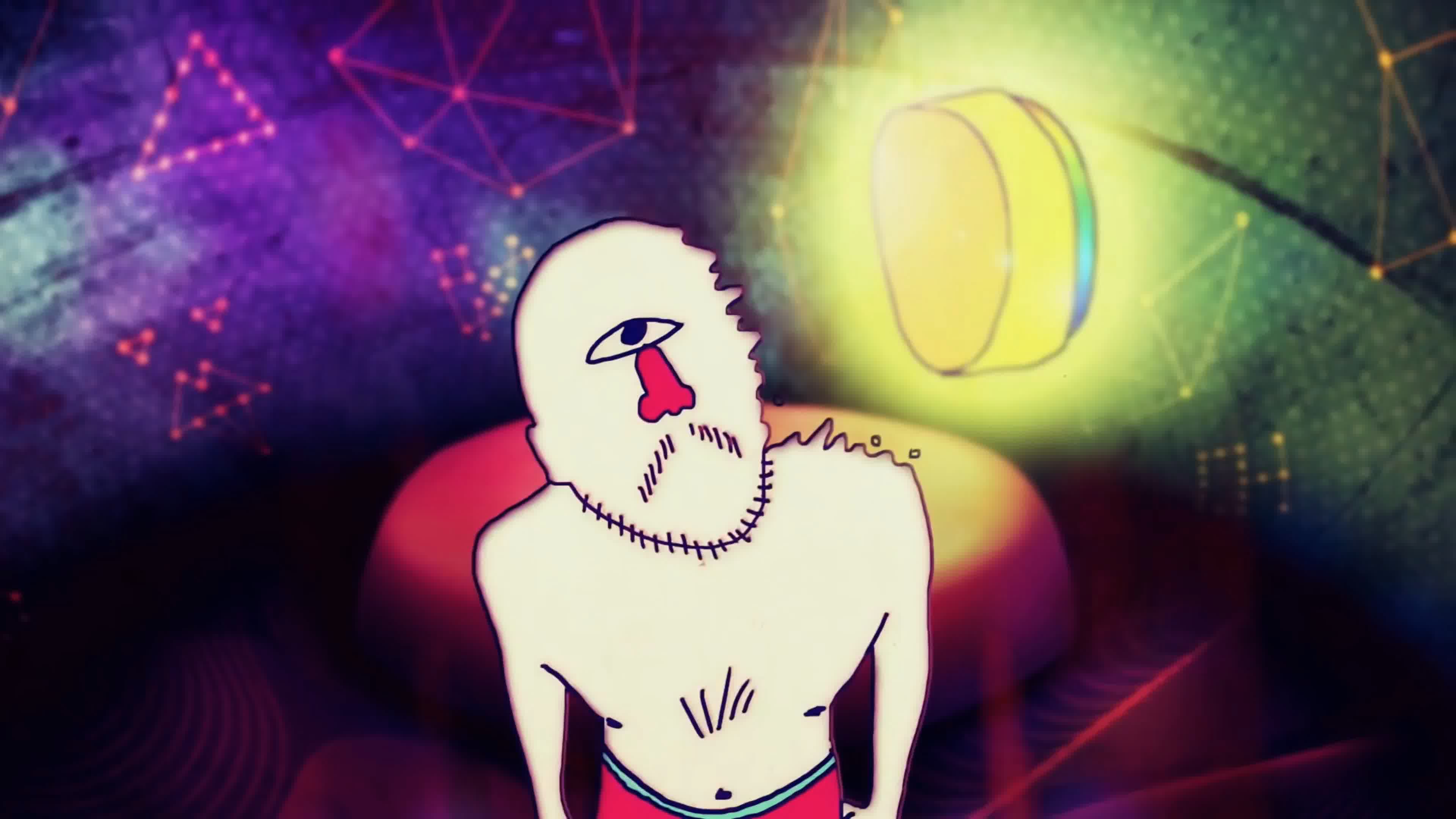 音乐背景，创意动画，迷幻色彩人物