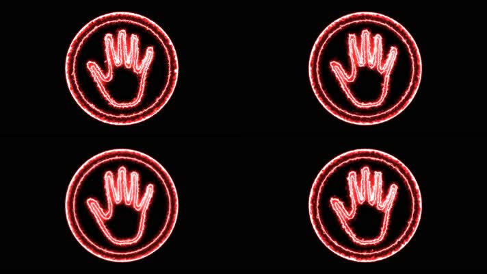 4K红色动态圆框手掌印按钮通道视频-无缝