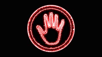 4K红色动态圆框手掌印按钮通道视频-无缝