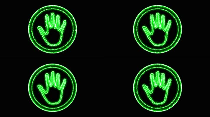 4K绿色动态圆框手掌印按钮通道视频-无缝