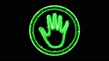 4K绿色动态圆框手掌印按钮通道视频-无缝