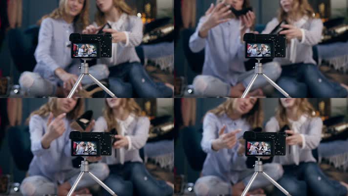 网红直播，镜头前录制，网红带货