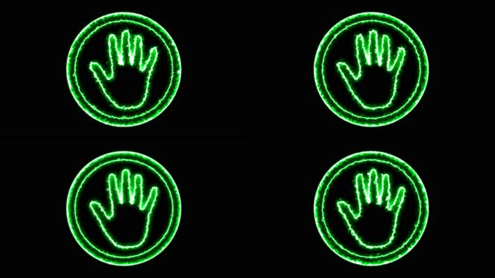 4K绿色动态圆框手掌印按钮通道视频-循环