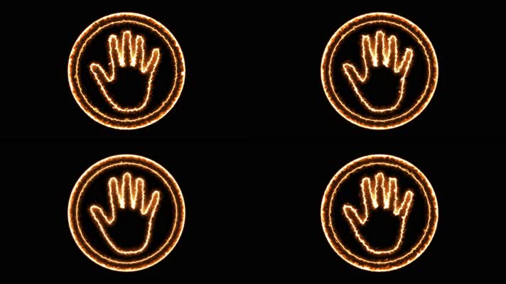 4K金色动态圆框手掌印按钮通道视频-无缝