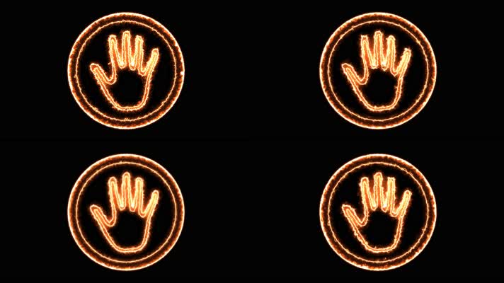 4K金色动态圆框手掌印按钮通道视频-无缝
