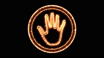 4K金色动态圆框手掌印按钮通道视频-无缝