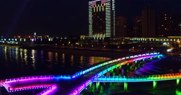 大海海岸线城市夜景灯光秀空境