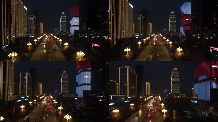 临沂城市 夜景 航拍
