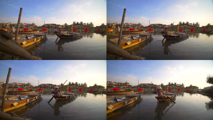越南 渔民 旅游 船头 村庄 