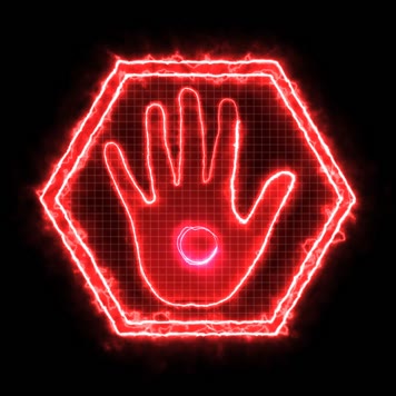 红色网格手掌印按钮通道视频-无缝循环 