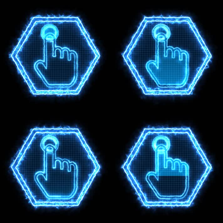 蓝色网格手指手掌按钮按钮通道视频-无缝循