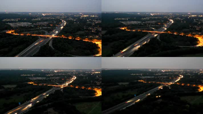 夜幕降临下的繁华高速公路