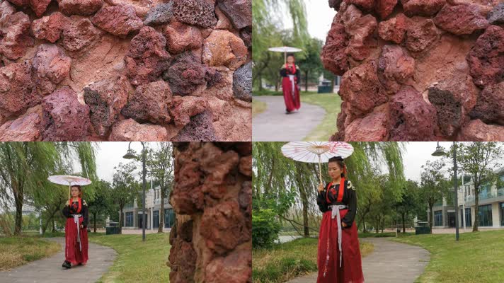 古风中国风汉服古代女子实拍素材