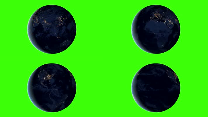 从宇宙看地球灯光可抠像有透明通道遮罩