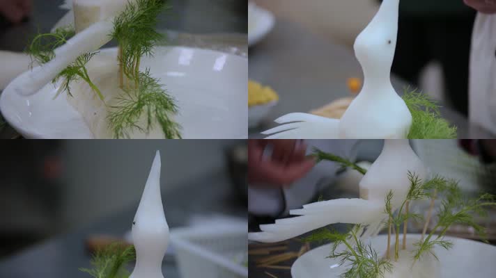 美食萝卜雕刻的飞鸟造型