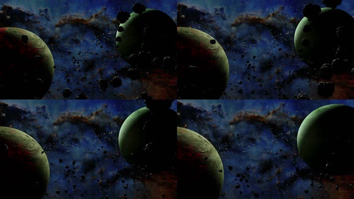 3D宇宙星球陨石运动视频背景