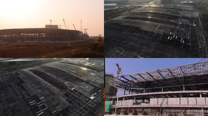 钢架网架展馆电焊工人4k