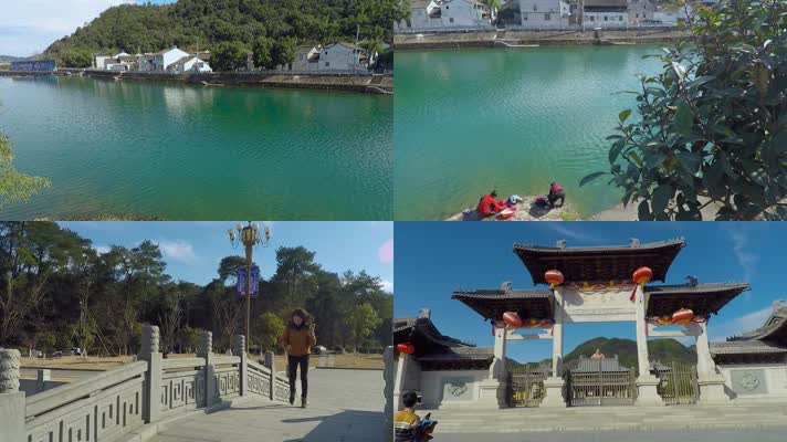 河边洗衣服视频寺庙石栏杆牌坊