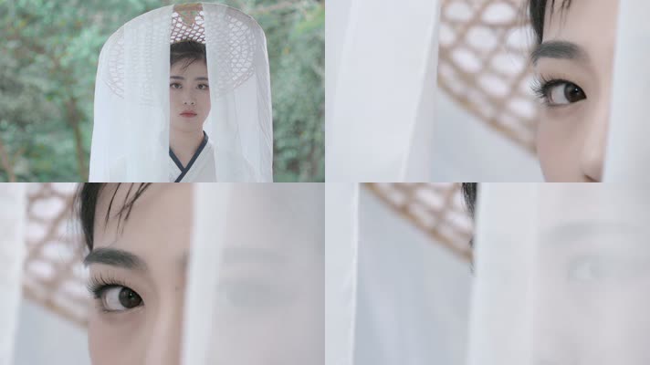 慢镜头古装武侠美女视频白衣侠女眼睛特写