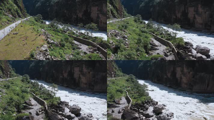 4k西藏江河视频航拍藏区金沙江上游水流湍急
