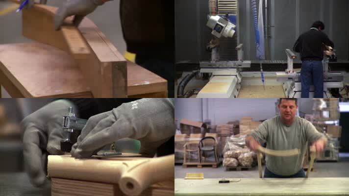 家具厂 木椅子 匠人 工匠 木材加工 机