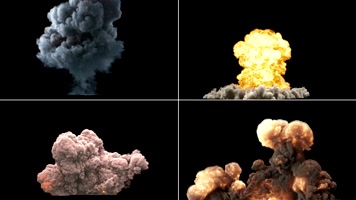蘑菇云爆炸透明通道素材包