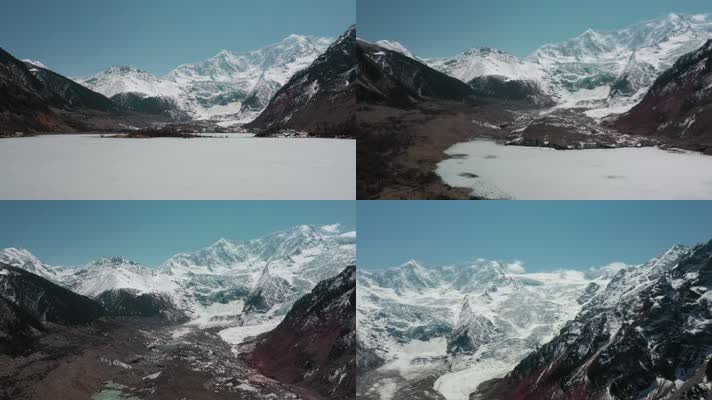 4k西藏风光视频高原湖泊畔雪山雪峰