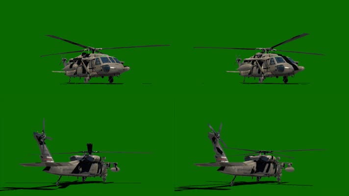 军用直升机绿屏