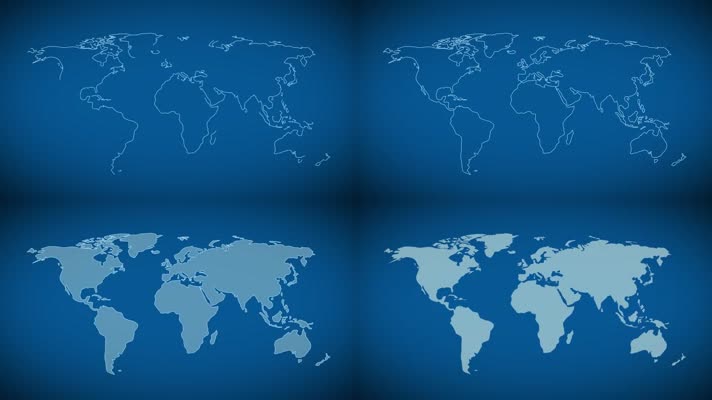 世界地图 世界地图线条生长 世界版图 面